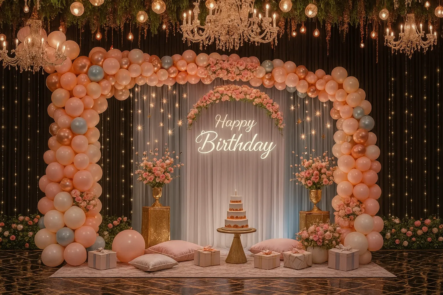 Colorful birthday party decoration - View 1