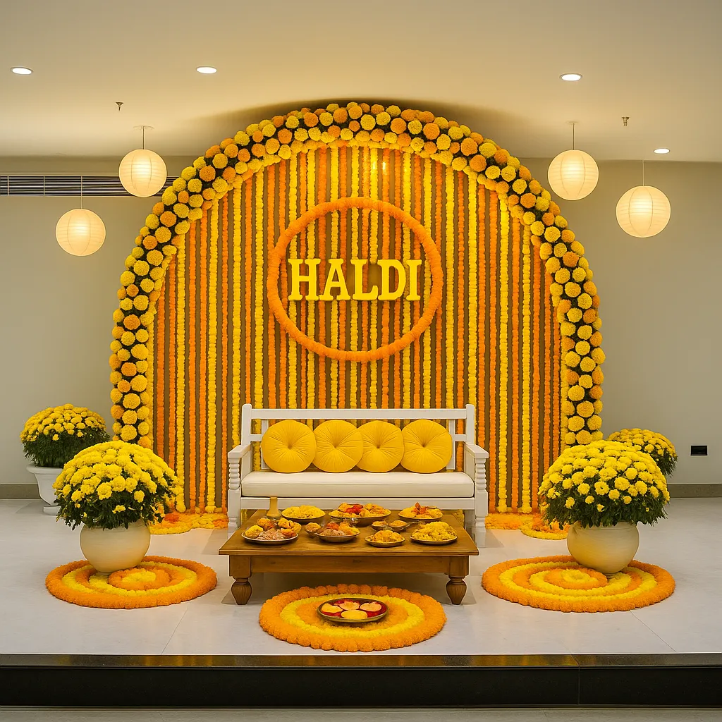 Vibrant haldi ceremony decoration - View 1