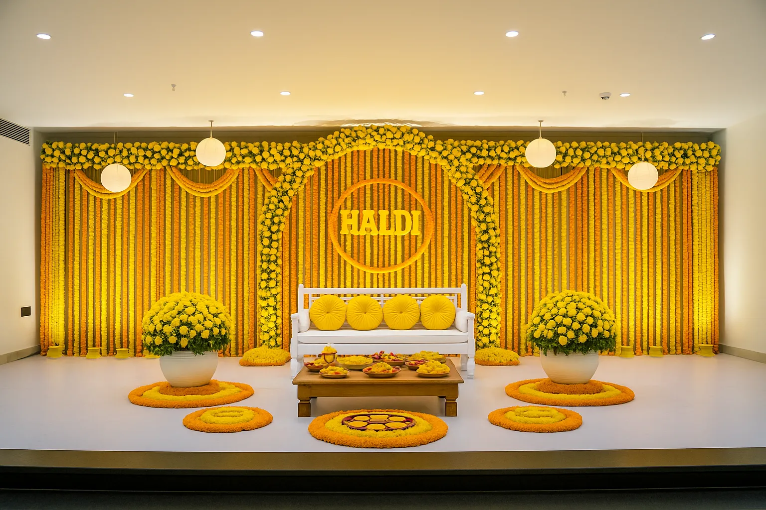 Vibrant haldi ceremony decoration - View 2